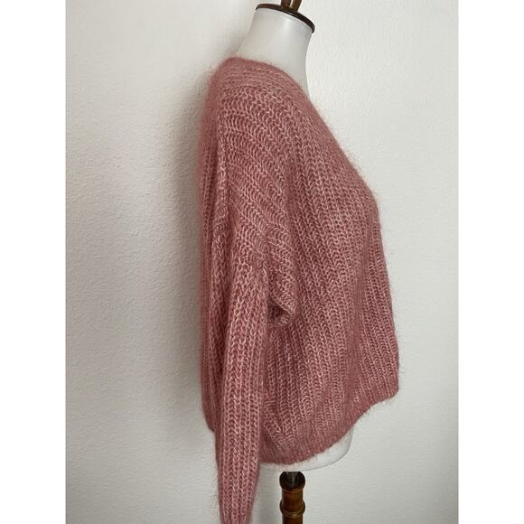 Sezane Sweater Cardigan Fuzzy Wool Mohair Ribbed Knit Achille - Picture 6 of 13